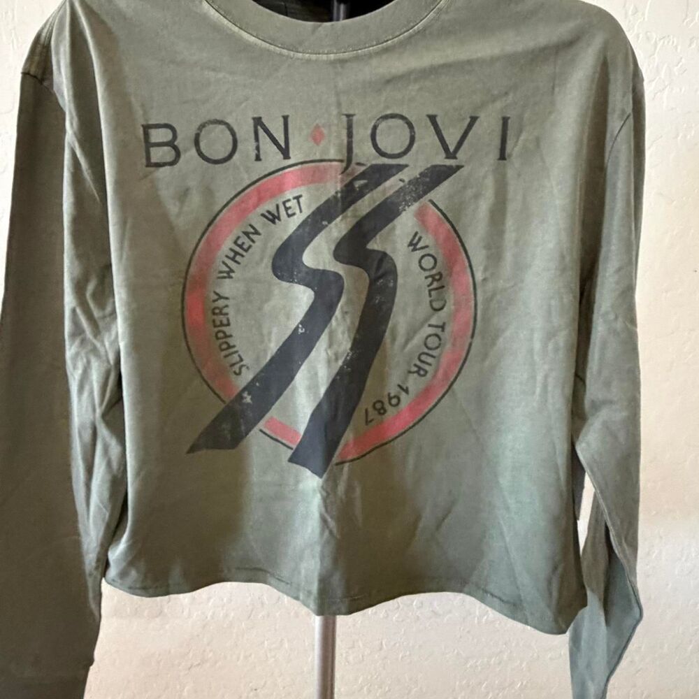 Bon Jovi Slippery When Wet World Tour 1987 Cropped Long Sleeve